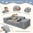 thumbnail image 4 of Lischwert Kids Couch, Modular Kids Play Couch, Child Sofa for Girls Boys, Toddler Sectional Sofa with Building Fort, Convertible Foam Playhouse for Baby Indoor Outdoor (9, Grey), 4 of 7