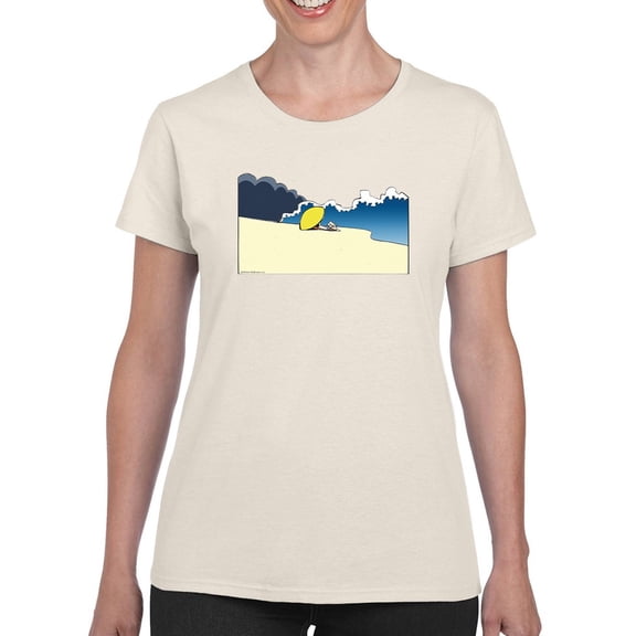 Yellow Parasol At Beach T-Shirt Women -Wilfred Hildonen Designs, Female x-Large