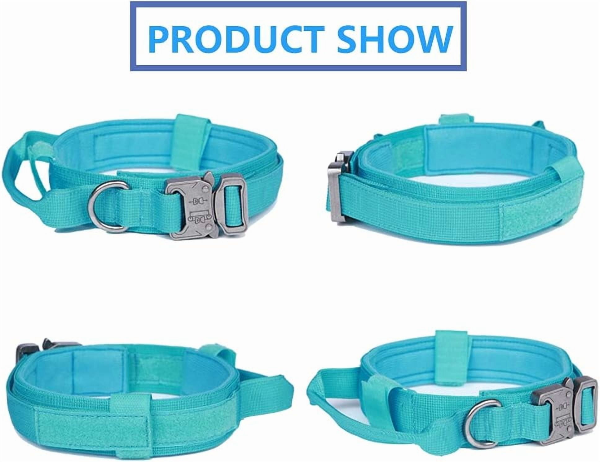 Tactical Dog Collar Military Dog Collar Adjustable Nylon Dog Collar Heavy Duty Metal Buckle with Handle for Dog Training (Red,L)