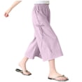 thumbnail image 2 of ATOGUTA Girls Capri Pants with Pockets Wide Leg Capris Summer Kid Loose Straight Cropped Sweatpant Size 2T-16, Purple, 2 of 5