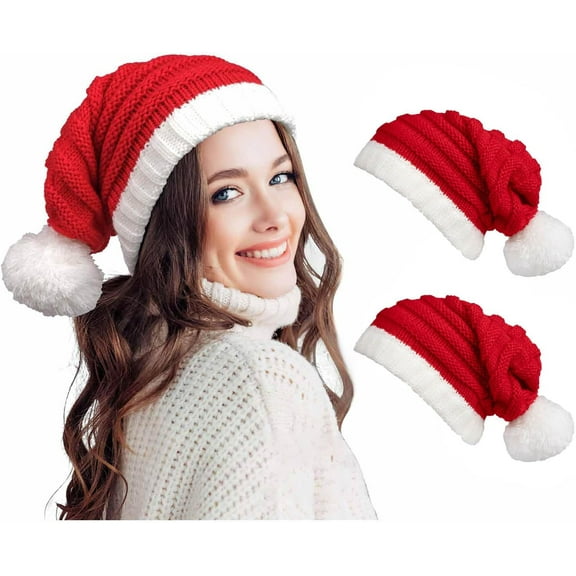 Santa Hat Red Christmas Xmas Party Knitted Hat Santa Skull Cap For Adult Women Men