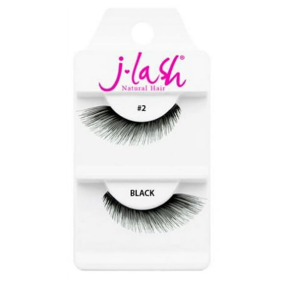 #2 Black , J Lash Daily Eyelashes, hair scalp beauty - Pack of 3 w/ Sleek 3-in-1 Comb/Brush