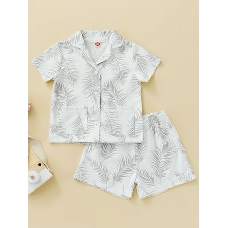 

Kids Toddler Baby Boys Short Sleeve Button Down Shirt Shorts Suits 2T 3T 4T 5T 6T Outfits Summer Clothes Gentleman 2-Piece Set
