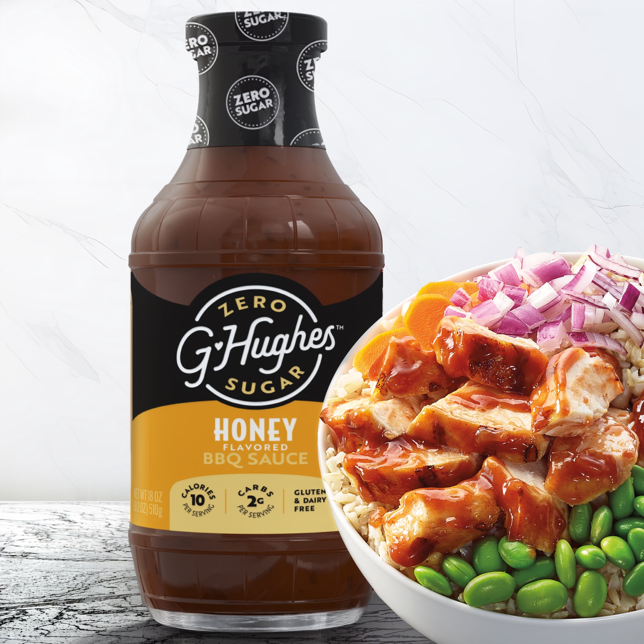 G Hughes Zero Sugar Honey BBQ Sauce, 18 oz