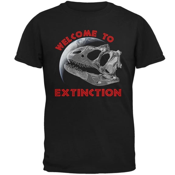 Earth Day Dino Dinosaur Fossil Welcome To Extinction Mens Soft T Shirt Black SM