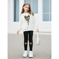 thumbnail image 3 of Kiijoy Big Girls Outfits Leopard Heart Print Sweatshirt with Leggings Set, Sizes 9-10, 3 of 5