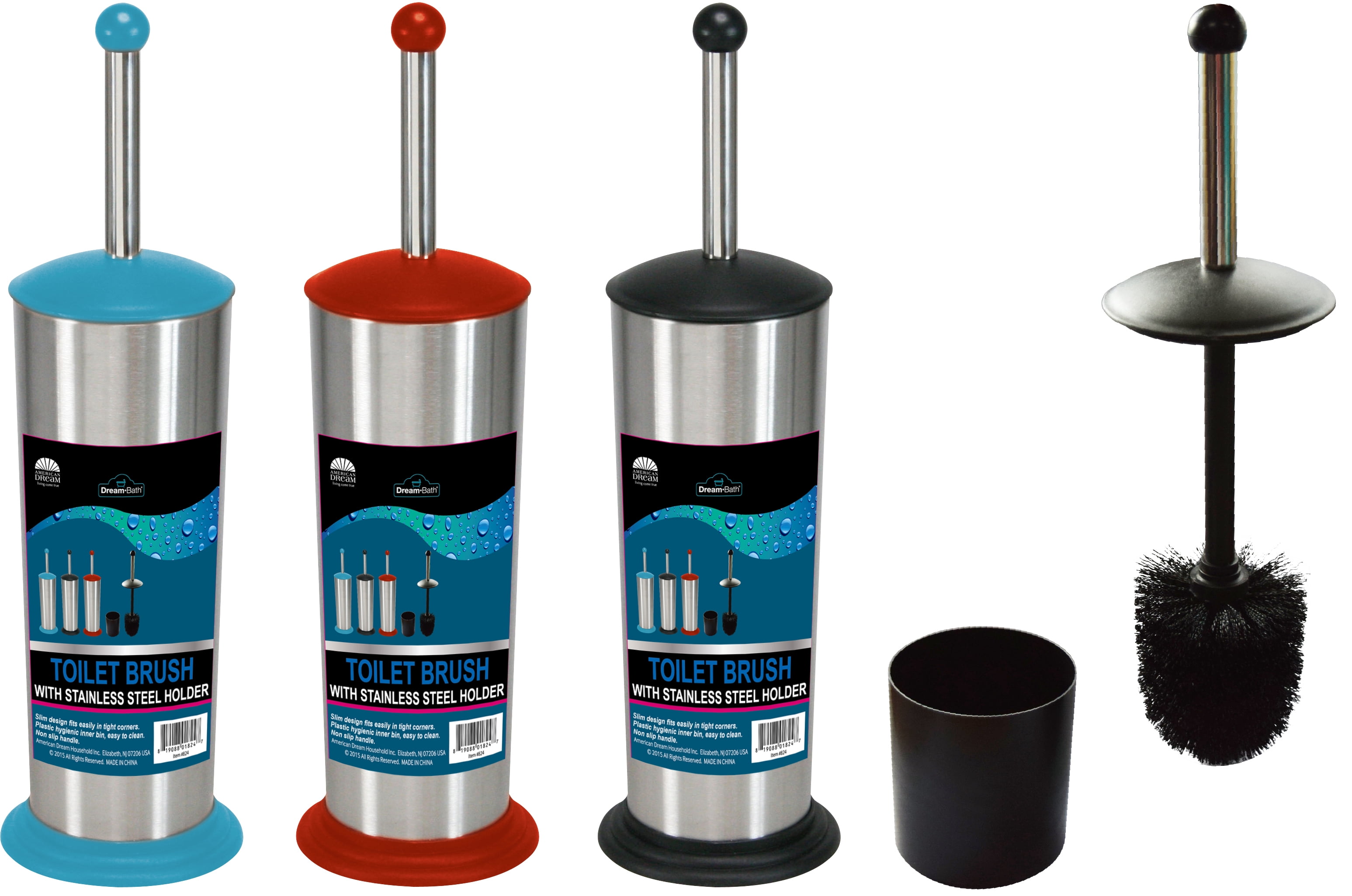 Dream Bath Heavy Duty Toilet Brush with Shred Proof Bristles, Stainless