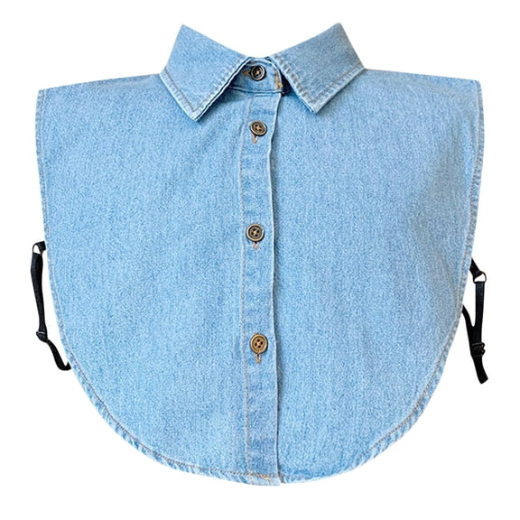 Fake Collar Detachable Solid Jeans Detachable Blouse With False Collar Half Elastic Waist Shirt Collar Versatile Layering Accessory for Sweaters, Dresses and Tops False Collar