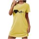thumbnail image 2 of Camisón corto de mujer, vestido de largo medio con estampado de moda, camisón corto extragrande de mujer, camisón de manga corta con estampado de pecho a la moda, camisón de mujer, 2 of 6