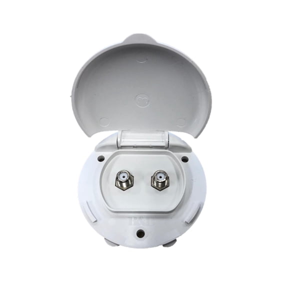 B&B Molders Compact Enclosure Dual Coax TV Cable Outlets, White