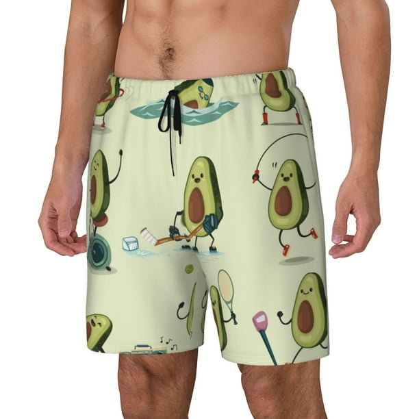 Balery Avocado for Exercise Bañador para hombre, shorts de playa de secado rápido con entrepierna y forro de compresión-Small