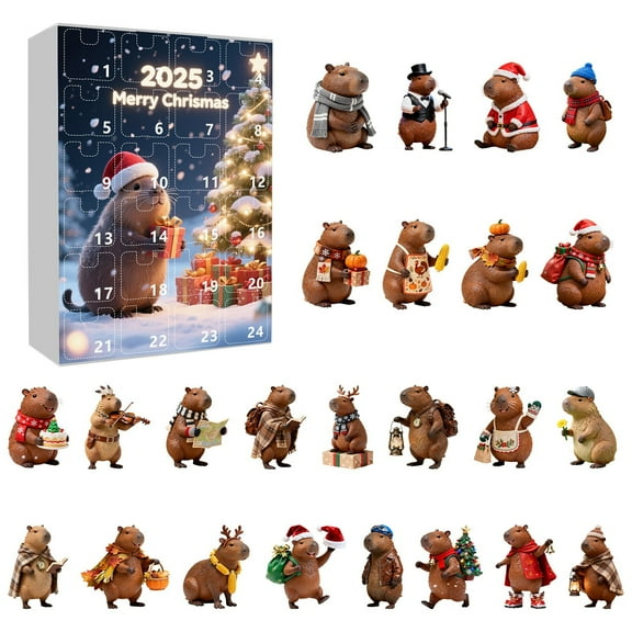 2025 Capybara Advent Calendar, 24 Days Christmas Advent Countdown Calendar With 24 Pcs Capybara Ornaments, Daily Surprises, 2D Acrylic Capybaras Ornaments Christmas Decor
