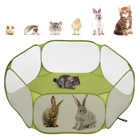 Corralito impermeable para pequeños animales Pawaboo verde