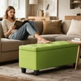 thumbnail image 2 of COCOKUN 43 Inches Storage Ottoman Bench, Upholstered Tufted End of Bed Storage Bench, Large Ottoman Foot Rest with Legs, Load up to 800 lb, for Living Room, Bedroom, Entryway, Green, 2 of 16