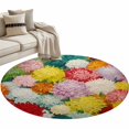 thumbnail image 2 of Watercolor Chrysanthemum 3ft Area Rug, Vintage Abstract Oil Painting Floral Washable Non-Slip Small Round Rugs for Entryway Bedroom Kitchen, Soft Circle Carpet for Dining Room, Playroom Nursery Rug, 2 of 9