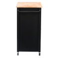thumbnail image 2 of CorLiving Sage Engineered Wood and Solid Wood Kitchen Storage Cart with Cupboard and Wheels, Black/Brown, 2 of 9