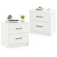 thumbnail image 1 of Gymax 2PCS 2-Drawer Nightstand Modern Bedside Table w/ Storage for Living Room Bedroom White, 1 of 10