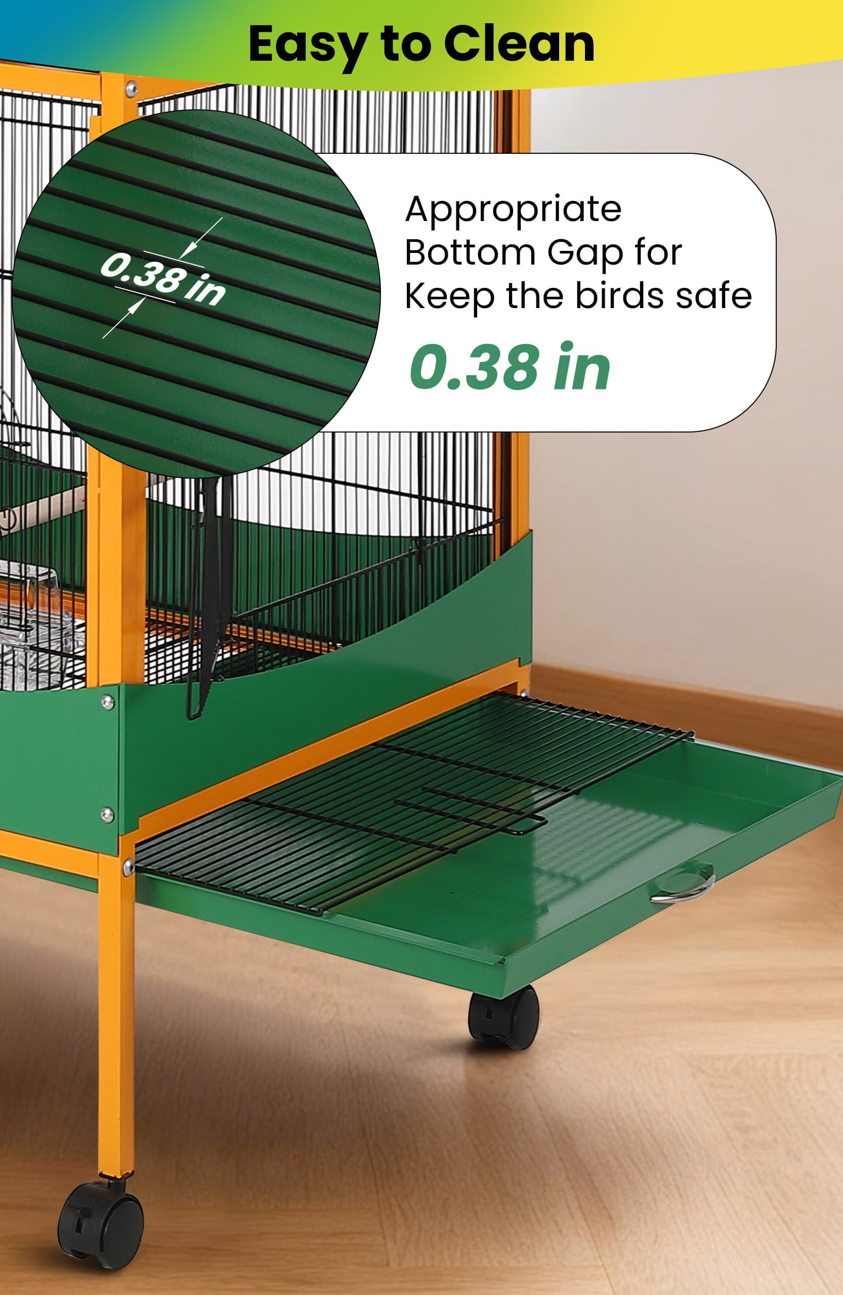 TEQIN 66-Inch Playtop Wrought Iron Large Parrot Bird Cages With Rolling Stand For Cockatiels Parrot Quaker Conure Parakeet Lovebird Finch Canary Small Medium Parrot Cage Birdcage