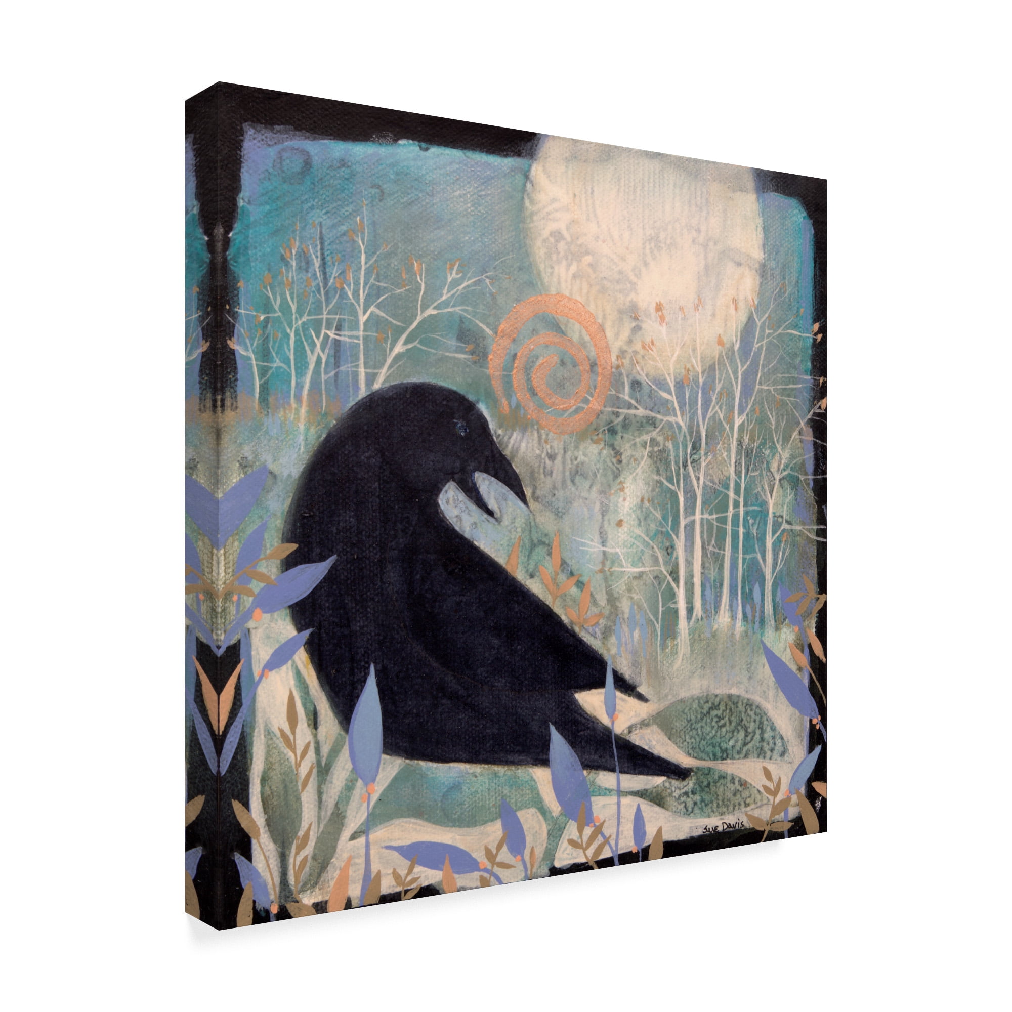 Trademark Fine Art 'Crow and Moon' Canvas Art by Sue Davis