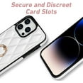 thumbnail image 2 of for iPhone 14 Pro Max Case Stand, Kickstand Mental Ring Elegant Luxury Leather for iPhone 14 Pro Max Case, Full Body Protection iPhone 14 Pro Max Case for Girls Women -White, 2 of 14