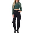 thumbnail image 2 of Chaqueta Bomber Crop INSPIRE CHIC para mujer, chaquetas ligeras de manga larga de malla transparente L Verde, 2 of 6