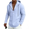 thumbnail image 2 of fatyb Mens Hooded Shirts Button up Long Sleeve Casual Pullover Lightweight Loose Beach Vacation Hoodies, 2 of 7