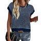 thumbnail image 1 of Chaleco tipo suéter PRETTYGARDEN para mujer, primavera y verano, a rayas, azul marino, 1 of 9