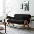 thumbnail image 2 of Loveseat Sofa Couch, Black, Fabric, Wood, Living Kitchen Cafe Bistro Hospitality Restaurant, Modern Contemporary HB36211, 2 of 9
