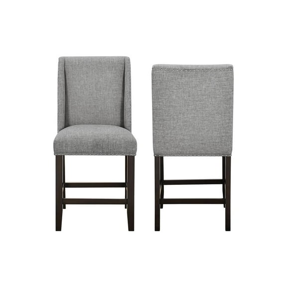New Classic Furniture Faust Solid Wood Counter Chair in Gray (Set of 2)