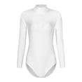 thumbnail image 3 of Alvivi Women's Solid Gymnastic Leotard Long Sleeve Bodysuit Tops for Exercise Acrobatics Dance White M, 3 of 7