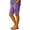 28# Purple, variant on Womens Lightweight Breathable Knee Length Shorts Casual Vacation Elastic Waist Pleated Pocket Trousers Spring Summer Basic Capris Wine L