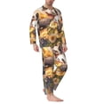 thumbnail image 2 of Honeii Cute Panda Sunflower Pattern Mens Pajamas Set,2pcs Men's Lounge Long Sleeve Sleep Shirt and Pajama Bottoms Sleepwear Set,Mens Pjs Sets-Small, 2 of 7