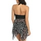 thumbnail image 4 of Traje de baño tankini para mujer con pantalones cortos, dos piezas, escote en V, lazo, halter, traje de baño, lunares blancos y negros, 4 of 6