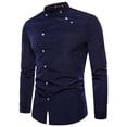thumbnail image 2 of Fesfesfes Long Sleeve Shirt for Men Personality Casual Slim Fit Long Sleeve Top Blouse Shirt Under $10, 2 of 3