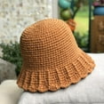 thumbnail image 6 of CoCopeaunts Reversible Bucket Hat for Women Hand Crocheted Wool Solid Color Knit Hat Winter Wave Small Brim Ladies Fisherman Hat, 6 of 8