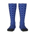 thumbnail image 2 of Picia Women Crew Soft Moisture-wicking Socks Blue Gold Grid Lantern Shapes Pattern Design Cotton Socks, One Size fit All, 2 of 9