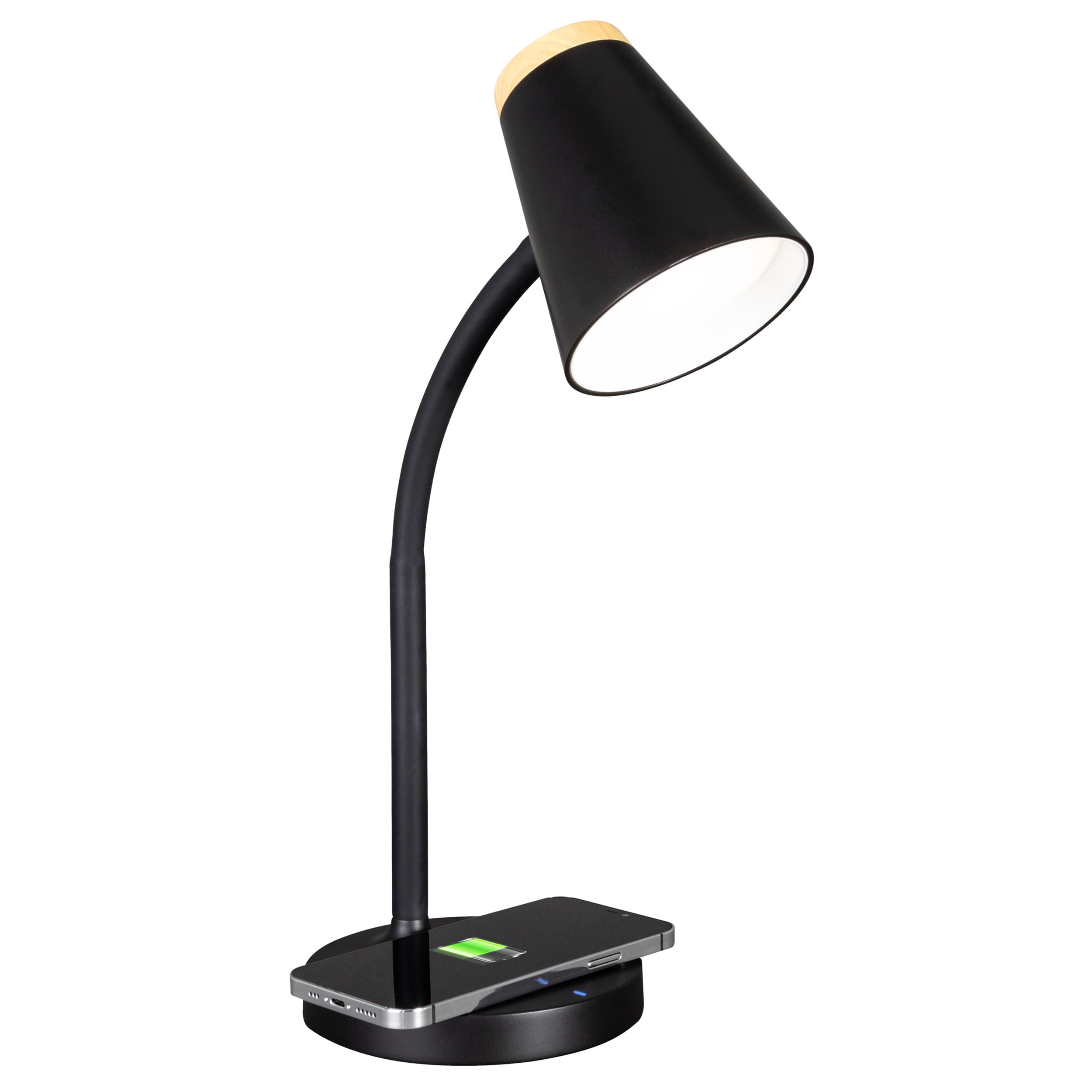 Gleam LED Desk Lamp w/ Wireless Charging, ClearSun, Black, Retail
