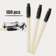 thumbnail image 1 of Desechables 100 Uds. Cepillos Desechables Para Pestañas, De Madera Desechable, Varitas Para Rímel, Extensión De Pestañas, Cepillo De Maquillaje Negro, 1 of 8