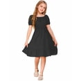 thumbnail image 3 of Arshiner Girls Tie Back Short Sleeve Ruffle Hem Off Shoulder Casual Elegant Dresses 4-12 Years, 3 of 7