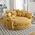 thumbnail image 4 of AENKYO 81" Oversized Double Loaf Sofa Bed for 2, Fluffy Cloud Round Chaise Lounge Chair with Memory Foam & 14 Pillows, Upholstered Deep Seat Daybed for Living Room, Bedroom, Yellow, 4 of 8