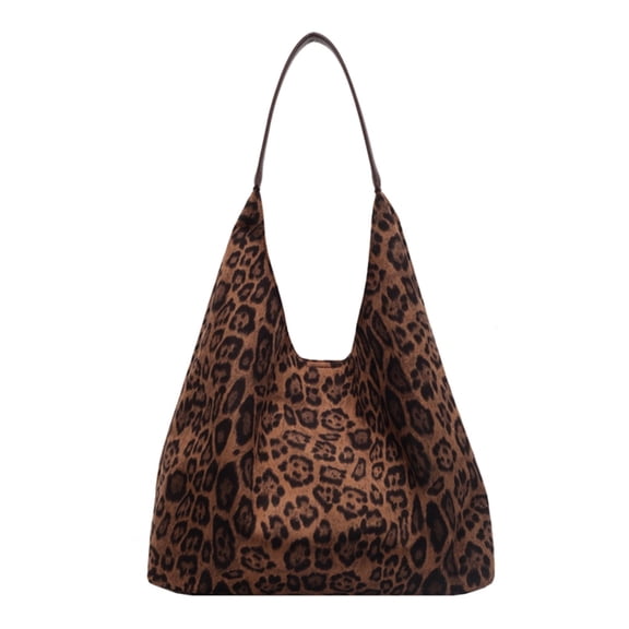 Women Suede Large Tote Bag Leopard Print Shoulder Bag Hobo Bag For Work (Brown) Fashion shoulder bag (B)