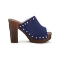 thumbnail image 3 of BLISSFUL STEP Chaussures pour Femmes à Plateforme à Talons Épais à Bout Ouvert à Rivets en Faux Suède Sandales à Enfiler Bleu Brume 8, 3 of 7