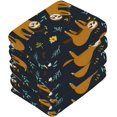 thumbnail image 4 of SKYSONIC Sloth Washcloths Set of 4, Highly Absorbent Soft Cotton Fingertip Towels for Bathroom, Kitchen, Gym, Spa, Home Decor 12x12 Inch, 4 of 7