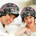 thumbnail image 6 of Shower Caps,Pioneer Flower Floral Print Pattern Waterproof Shower Cap for Women 4 Pieces,Double Reusable Hair Cover for Shower PEVA Elastic Stretch Hem, 6 of 7