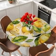 thumbnail image 2 of Summer Lemon Table Cloth, Round Fitted Tablecloths with Elastic Edge, Watercolor Summer Botanical Rustic Yellow Wipeable Waterproof Table Cover for Kitchen Wedding 36-44 Inches, 2 of 4