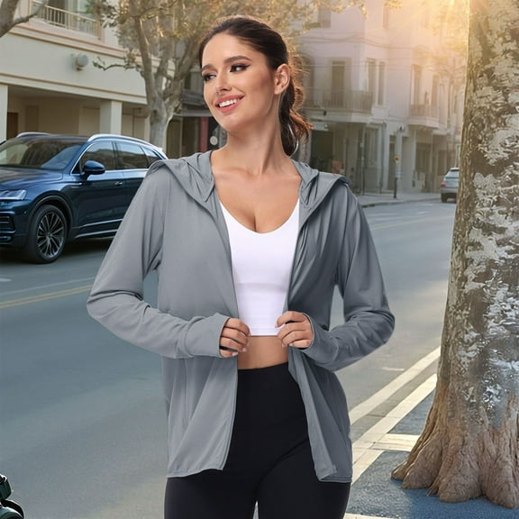 Plus Size Hooded Coat For Women Lightweight Casual Wear Spring Summer Fall Outerwear With Pockets Comfortable Loose Fit Long Sleeve Jacket plus Size Womens Clothes Women's Coats Puff Jackets for Women