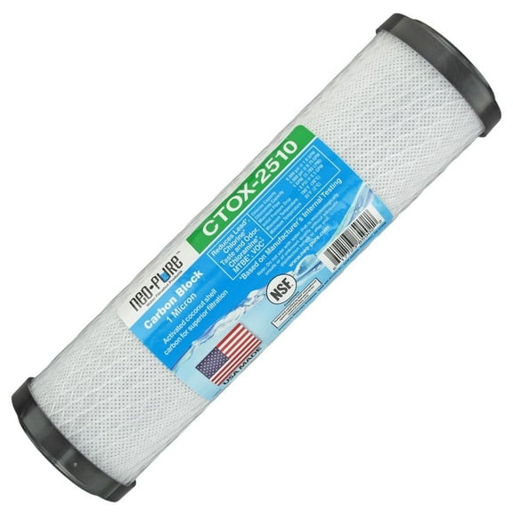 Neo-Pure CTOX-2510 9-7/8" x 2-1/2" Carbon Block Filter, 1-Stage, Replacement Water Filters