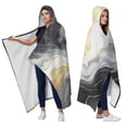 thumbnail image 2 of Wearable Blanket,Black Marble Gold Line Pattern Hooded Wearable Sherpa Blanket for Adults & Teens,Winter Poncho Shawl Wrap Cape Thick Warm,50"x60", 2 of 5