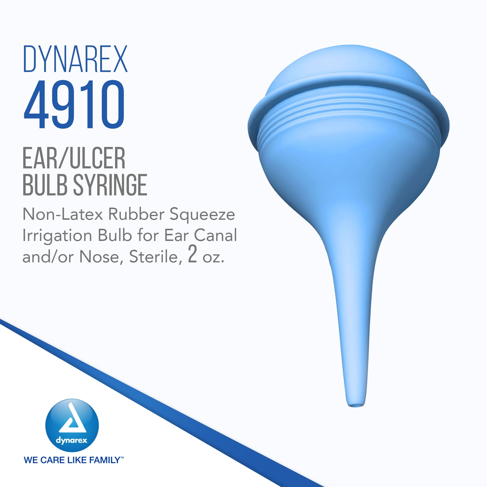 Dynarex Sterile Ear/Ulcer Bulb Syringe - Sterile & Non-Latex Rubber Squeeze Irrigation Bulb for Ear Canal, Nose - 2 oz. Capacity, 50 Bulbs Per Case