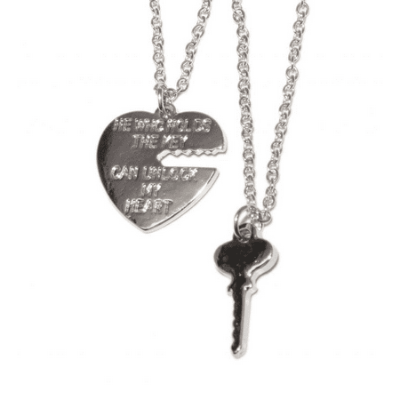 Lux Accessories BFF Unlock My Heart Lock Key Charm Best Friends Pendant Chain Necklace Set (2 (Lock And Key Best Friend Tattoos)